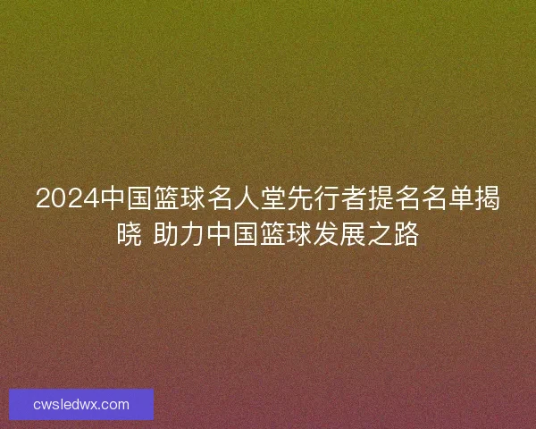 2024中国篮球名人堂先行者提名名单揭晓 助力中国篮球发展之路
